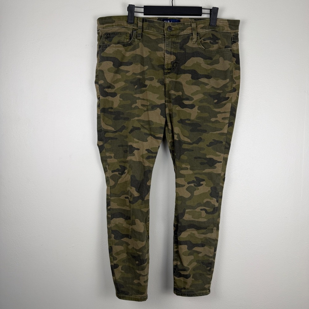 Gap Jeans Womens 32 (35x25) Green Denim Camouflage Skinny Leg 5-Pockets Leggings